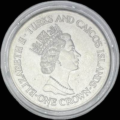 【雨安】【直播拍卖】【世界币章121期-裸币】2025-12-26 周五 19:30 保真 - [现代裸币] Turks and Caicos Islands 特克斯和凯科斯群岛 1克朗 1991年 皇室生日