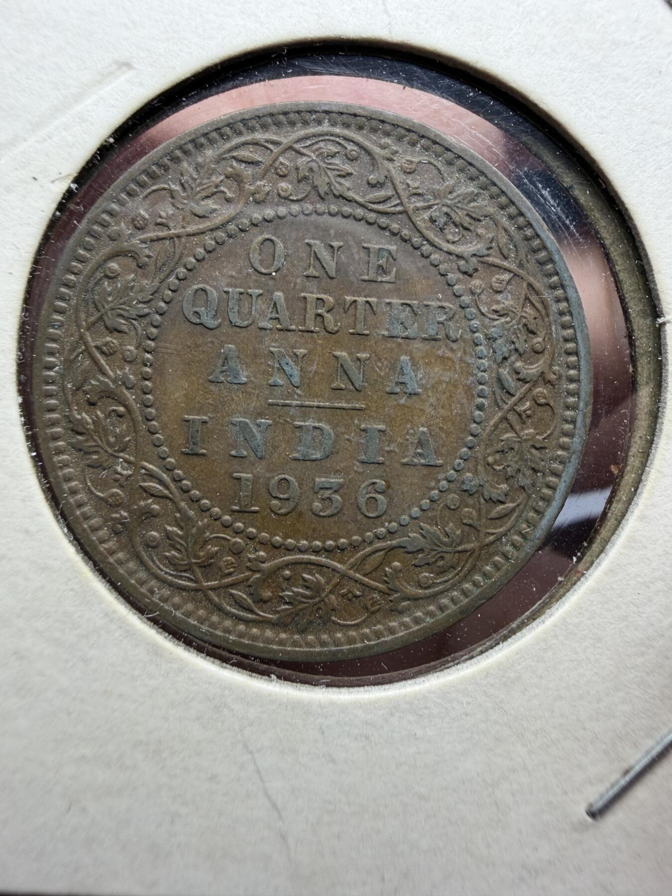 2025年集古藏今外币拍卖第十一期-第4场—（总第294拍），可以寄存60天，满160元包邮。 1936年英属印度1/4安娜