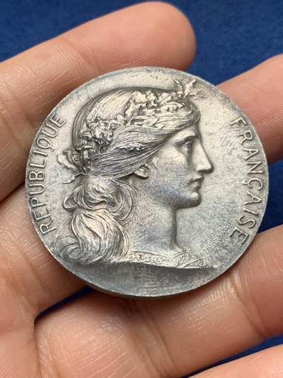 《竞宝斋》第451场 周日，周一，周二  3场连拍 （全场包邮，欢迎送拍） - 法国玛丽安娜 瓦兹商会银章，36.22g，40.6mm，丰饶角1argent边铭