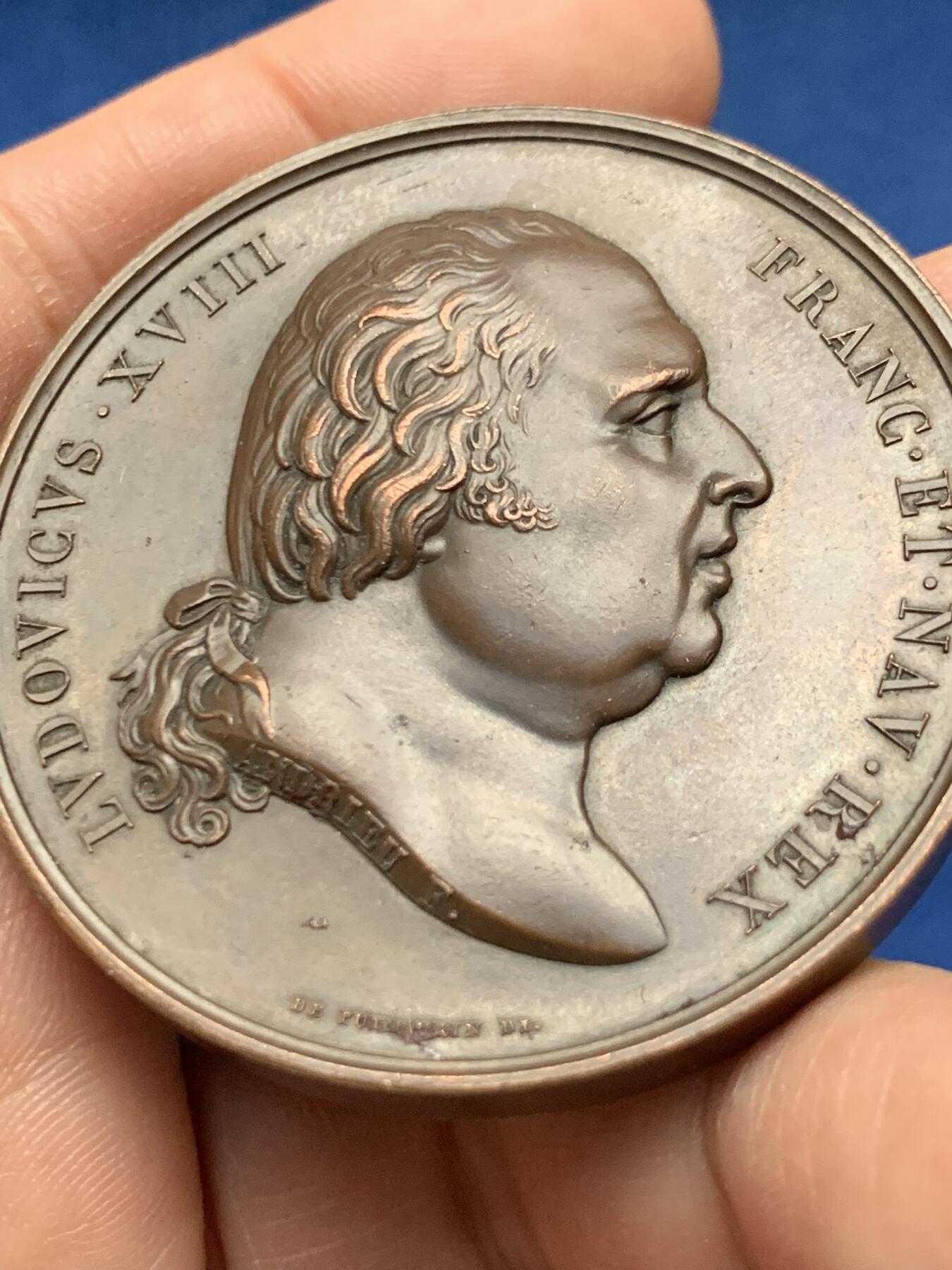 《竞宝斋》第451场 周日，周一，周二  3场连拍 （全场包邮，欢迎送拍） 法国波尔多公爵（亨利五世）诞生纪念铜章，71.78g，50mm，1842年以前无边铭