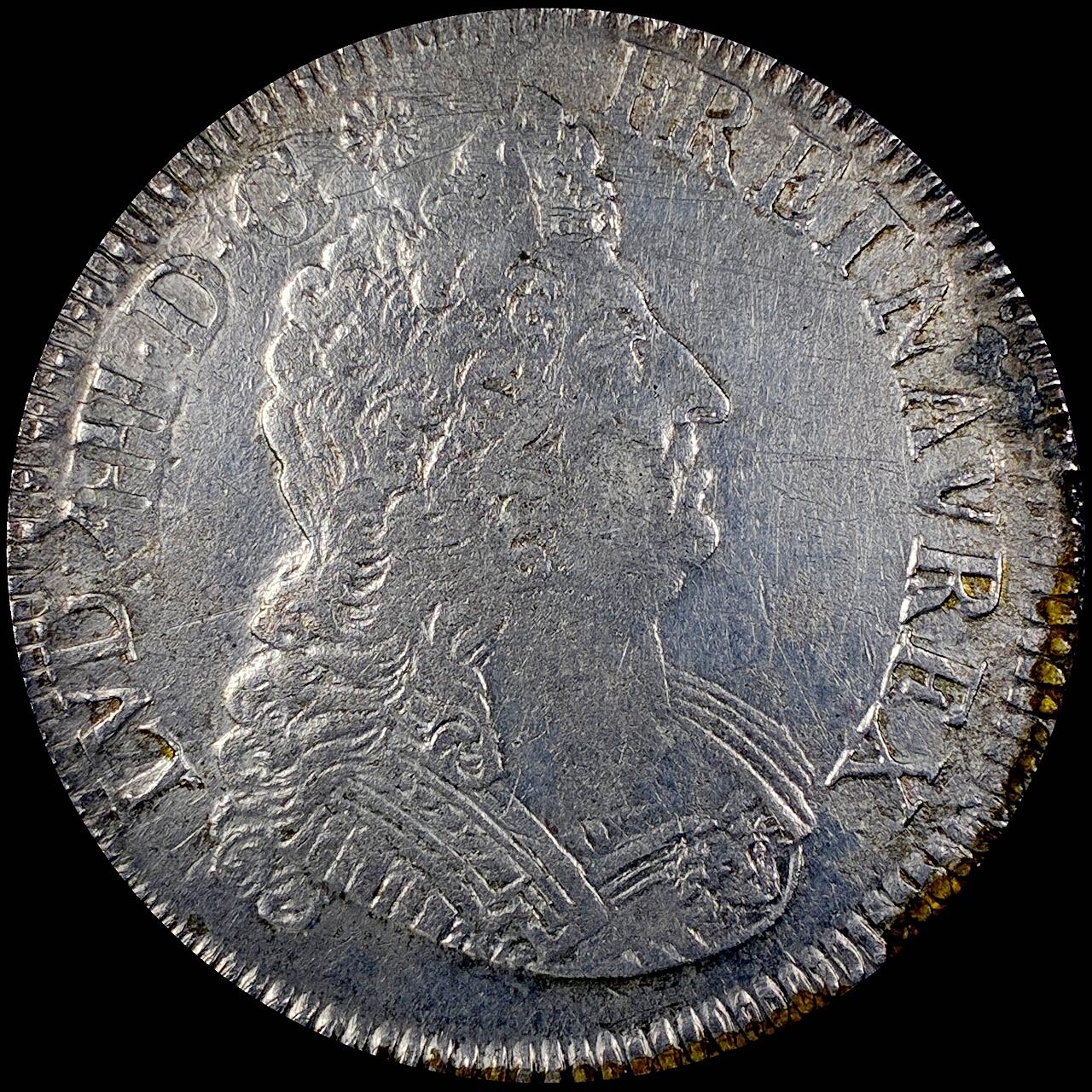 【雨安】【直播拍卖】【世界币章121期-裸币】2025-12-26 周五 19:30 保真 [裸币法国] France 法国 1埃居 KM#0360 DAV-1320 (1704-1705) 路易十四 皇冠十字 中心纹章 1704年