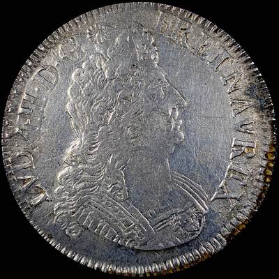 【雨安】【直播拍卖】【世界币章121期-裸币】2025-12-26 周五 19:30 保真 - [裸币法国] France 法国 1埃居 KM#0360 DAV-1320 (1704-1705) 路易十四 皇冠十字 中心纹章 1704年