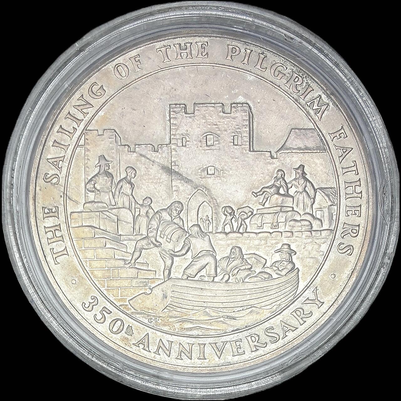 【雨安】【直播拍卖】【世界币章121期-裸币】2025-12-26 周五 19:30 保真 [章] South Ampton 章 南开普敦 1970年 五月花号350周年纪念