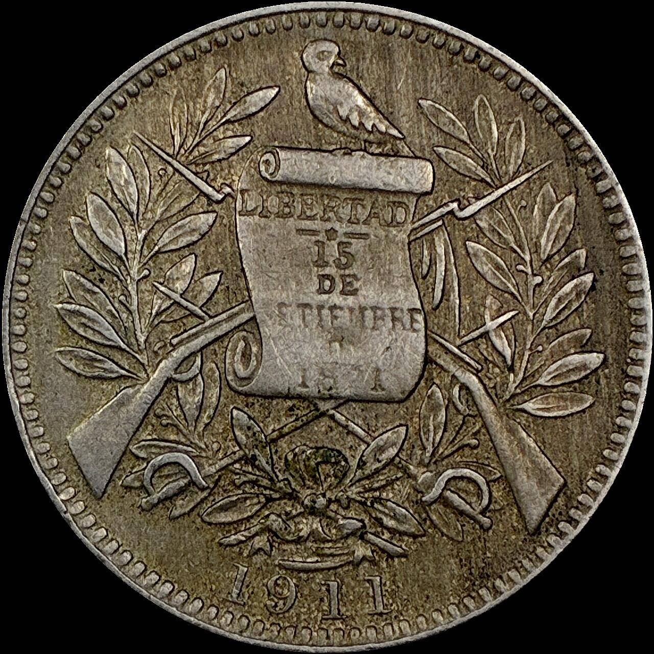 【雨安】【直播拍卖】【世界币章121期-裸币】2025-12-26 周五 19:30 保真 [裸币各国] Guatemala 危地马拉 1瑞尔 1911年