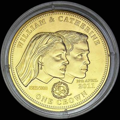 【雨安】【直播拍卖】【世界币章121期-裸币】2025-12-26 周五 19:30 保真 - [现代裸币] Tristan da Cunha 特里斯坦-达库尼亚群岛 1克朗 2011年 威廉和凯瑟琳