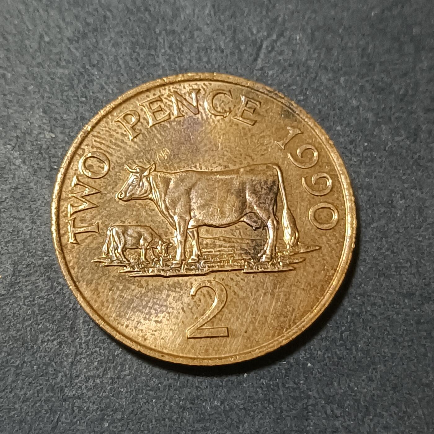 【游宝包邮场】蛇年第102期 英系国家硬币 根西岛-2便士 1990年