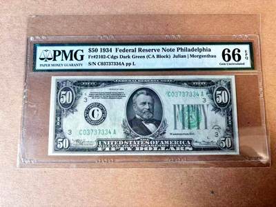 【Blue Auction】世界纸币精拍第767期——18级TOP拍卖/信誉/品质/专业/高效💫 - 美国 1934年50美金 PMG66EPQ 高分老壳