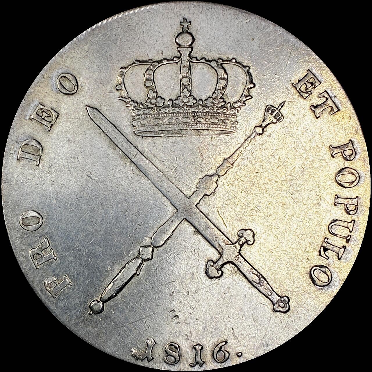 【雨安】【直播拍卖】【世界币章121期-裸币】2025-12-26 周五 19:30 保真 [裸币德国] Germany 德国 德意志 1泰勒 Bavaria巴伐利亚 Thun.044 KM#0706.1 (1809-1825) 剑和权杖 1816年