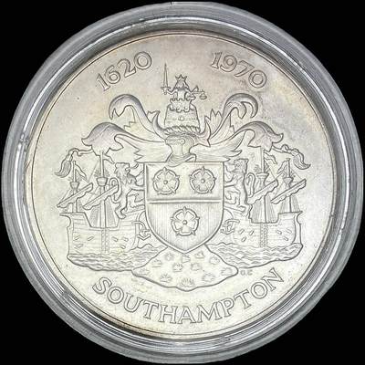 【雨安】【直播拍卖】【世界币章121期-裸币】2025-12-26 周五 19:30 保真 - [章] South Ampton 章 南开普敦 1970年 五月花号350周年纪念