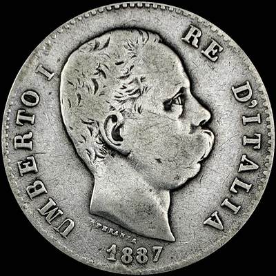 【雨安】【直播拍卖】【世界币章121期-裸币】2025-12-26 周五 19:30 保真 - [裸币各国] Italy 意大利 1里拉 1887年 温贝托