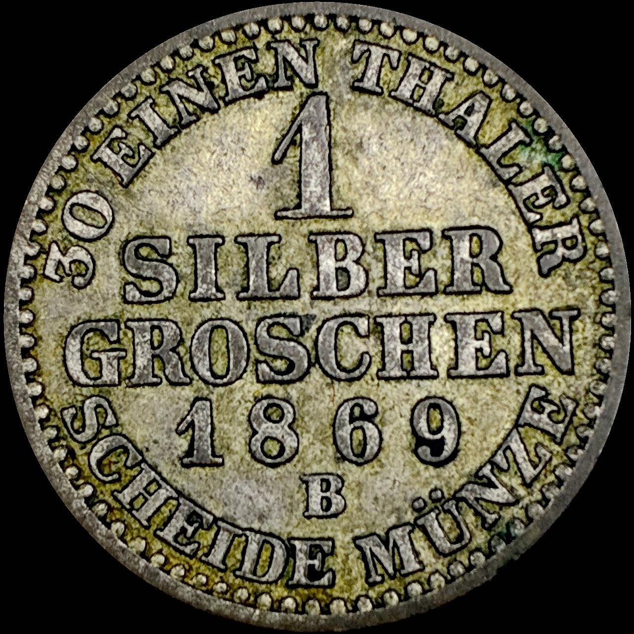 【雨安】【直播拍卖】【世界币章121期-裸币】2025-12-26 周五 19:30 保真 [裸币德国] Germany 德国 德意志 普鲁士 1格罗申 1869年