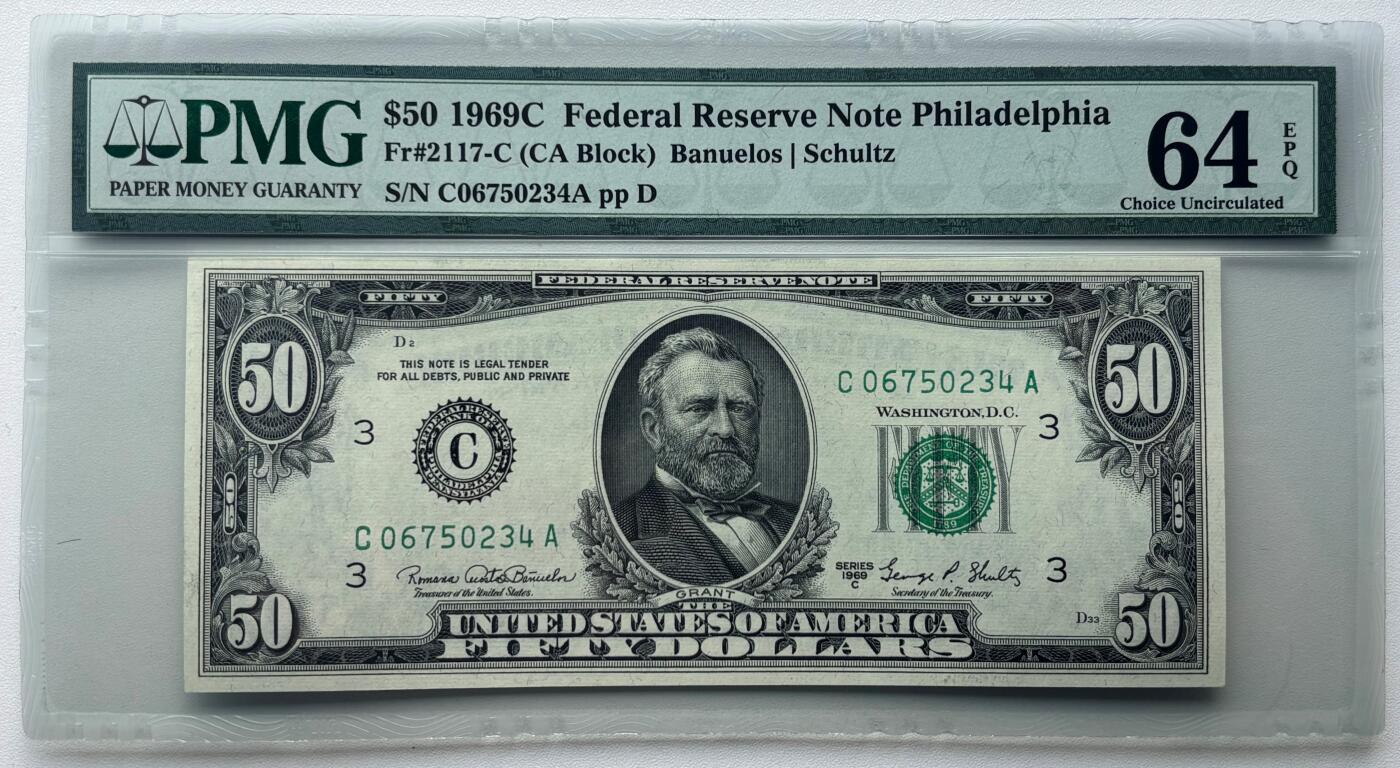 【礼羽收藏】🌏世界钱币拍卖第117期 1969年 50美元 乱蛇号
