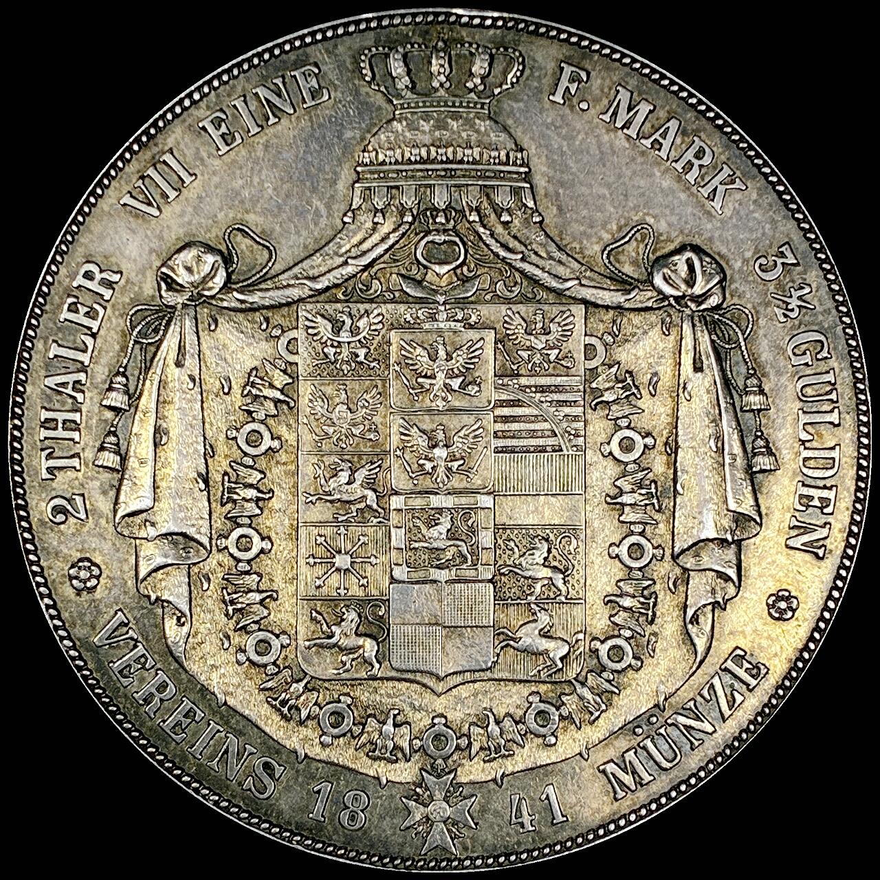 【雨安】【直播拍卖】【世界币章121期-裸币】2025-12-26 周五 19:30 保真 [裸币德国] Germany 德国 德意志 2泰勒 Prussia普鲁士 Thun.252 KM#0425 腓特烈·威廉三世 1841年