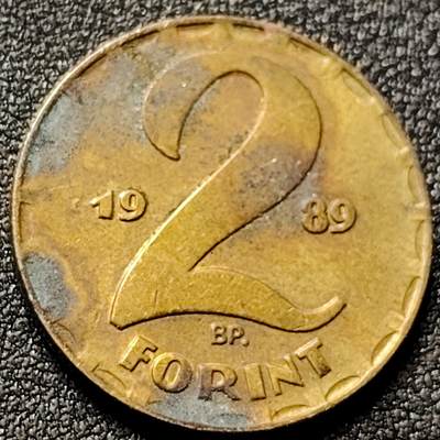 泉币菌-第153场-平安夜专场 - 1989年 匈牙利 2福林黄铜币 22mm 纪念币铜钱 