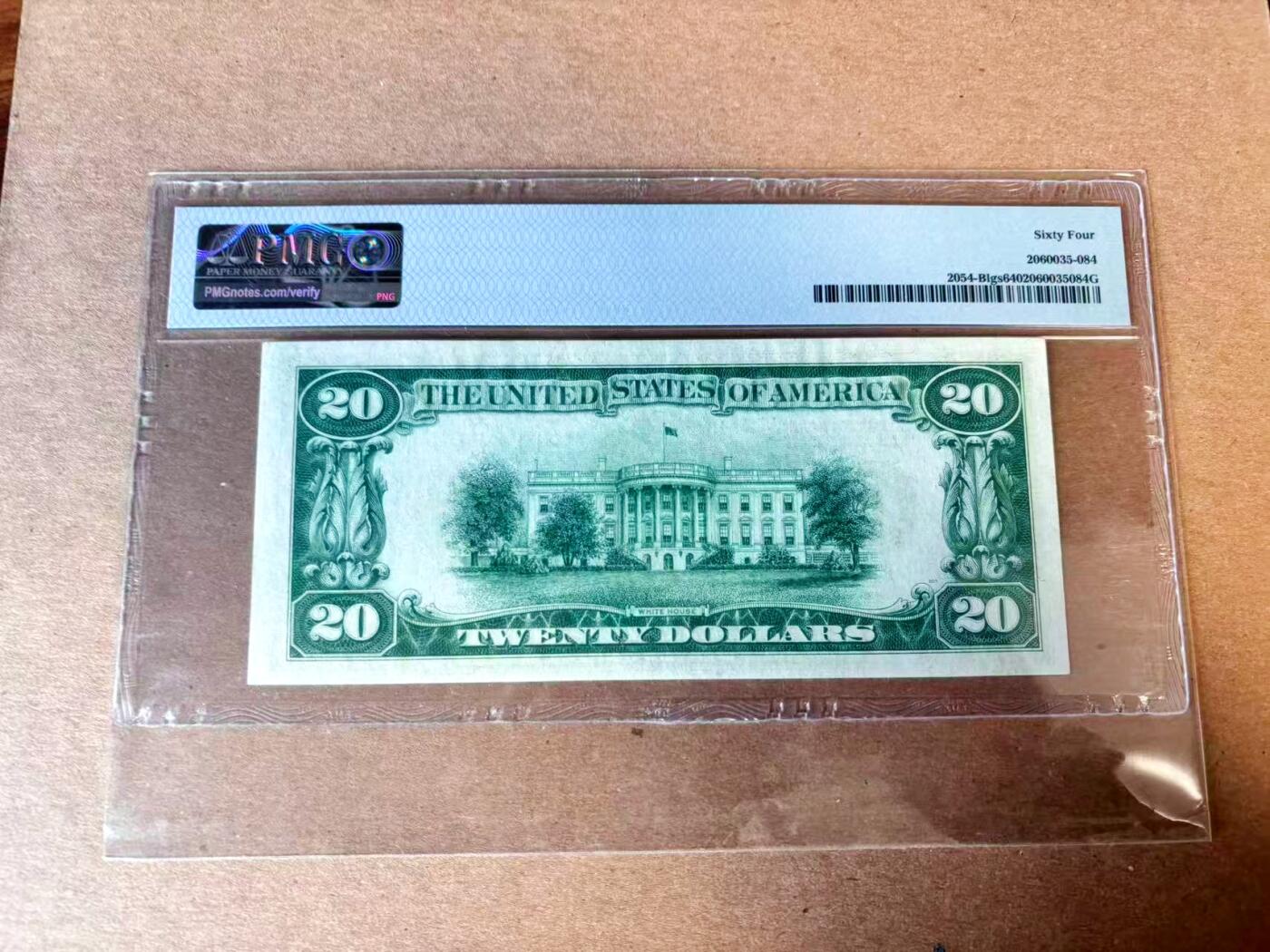 【Blue Auction】世界纸币精拍第767期——18级TOP拍卖/信誉/品质/专业/高效💫 【浅绿版】美国 1934年20美金 PMG64