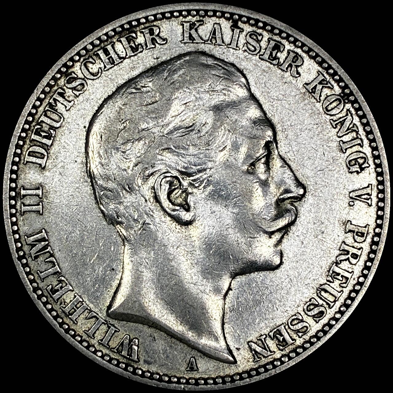 【雨安】【直播拍卖】【世界币章121期-裸币】2025-12-26 周五 19:30 保真 [裸币德国] Germany 德国 帝国 普鲁士 3马克 (1908-1912) 威廉二世 1909年