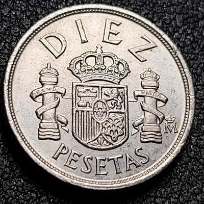 泉币菌-第154场-圣诞节专场 - 西班牙1983年10比塞塔 双柱 卡洛斯一世国王 铜镍币 18.5mm