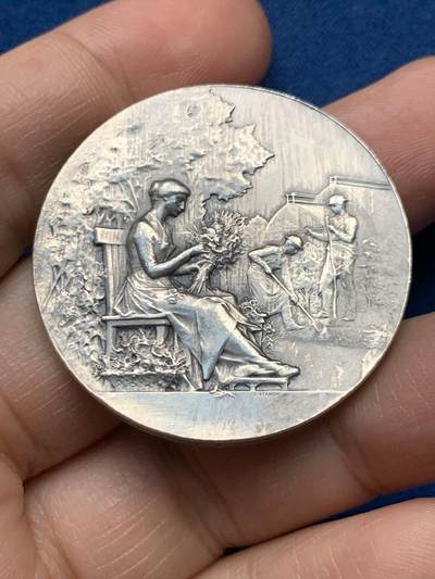 《竞宝斋》第451场 周日，周一，周二  3场连拍 （全场包邮，欢迎送拍） - 法国文森园艺协会银章，26.62g，38.6mm，野猪头+菱形aregnt 950/1000边铭