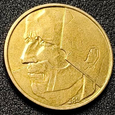 泉币菌-第153场-平安夜专场 - 分裂的人格 比利时5法郎硬币 异形币 24mm