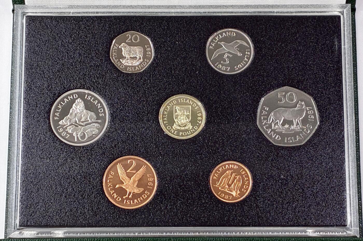 【雨安】【直播拍卖】【世界币章121期-裸币】2025-12-26 周五 19:30 保真 [现代套币] Falkland 福克兰群岛 套币 精制套币 1987年