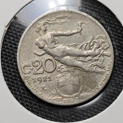 KK钱币收藏小铺  第374场  2月预留时间 周末发货 -  1921意大利20分 飞天女神