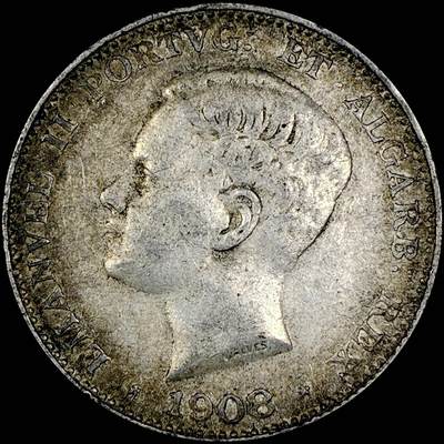 【雨安】【直播拍卖】【世界币章121期-裸币】2025-12-26 周五 19:30 保真 - [裸币各国] Portugal 葡萄牙 500瑞斯 1908年 曼努埃尔二世