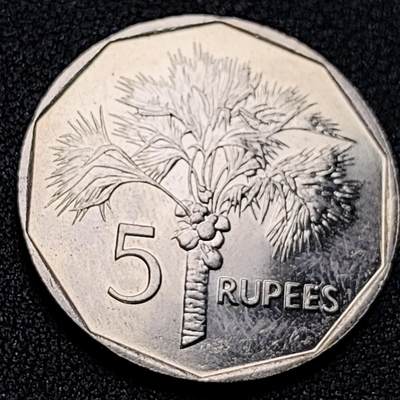 泉币菌-第153场-平安夜专场 - 稀少原光UNC 椰子棕榈树 塞舌尔1982年 首年份 1卢比镀镍钢硬币 29.0毫米 9.0克