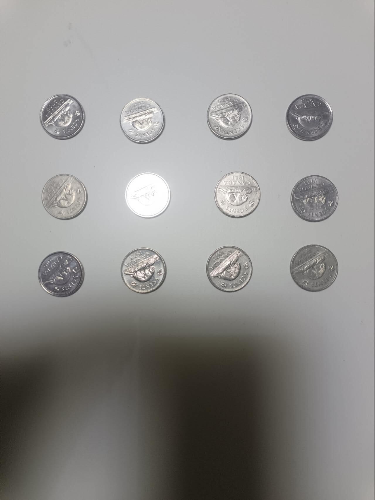 【20251226】非全新纸币和硬币第318场 加拿大5分硬币12枚，有重复