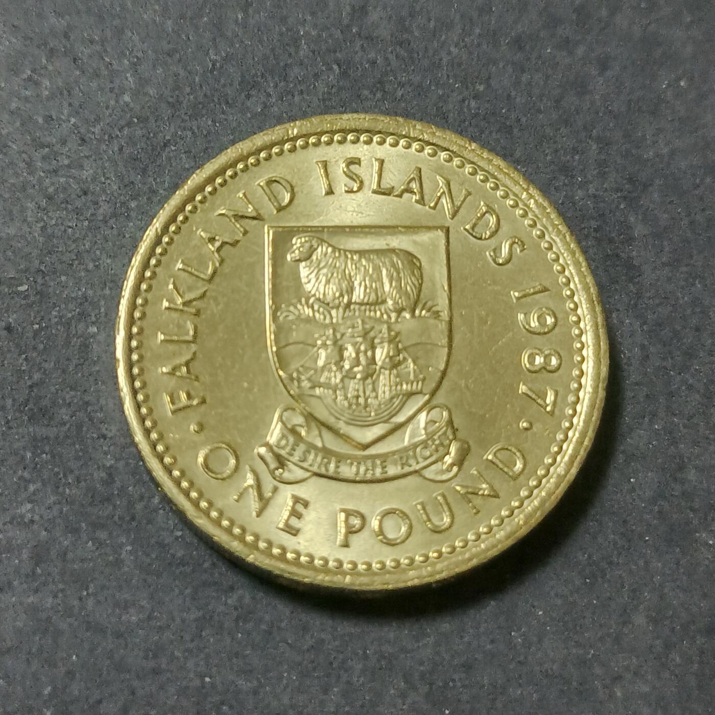 【游宝包邮场】蛇年第102期 英系国家硬币 福克兰群岛-1镑 1987年