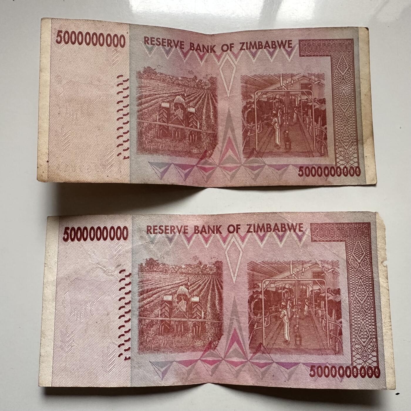 🌹外币初藏🌹🐯2025年第145场  每周二四六晚8️⃣点 接代拍 津巴布韦2008版50亿2张 —4