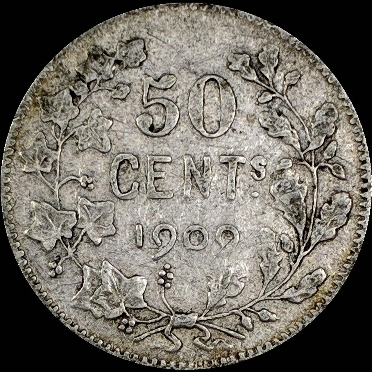 【雨安】【直播拍卖】【世界币章121期-裸币】2025-12-26 周五 19:30 保真 [裸币各国] Belgium 比利时 50分 1909年 利奥波德二世