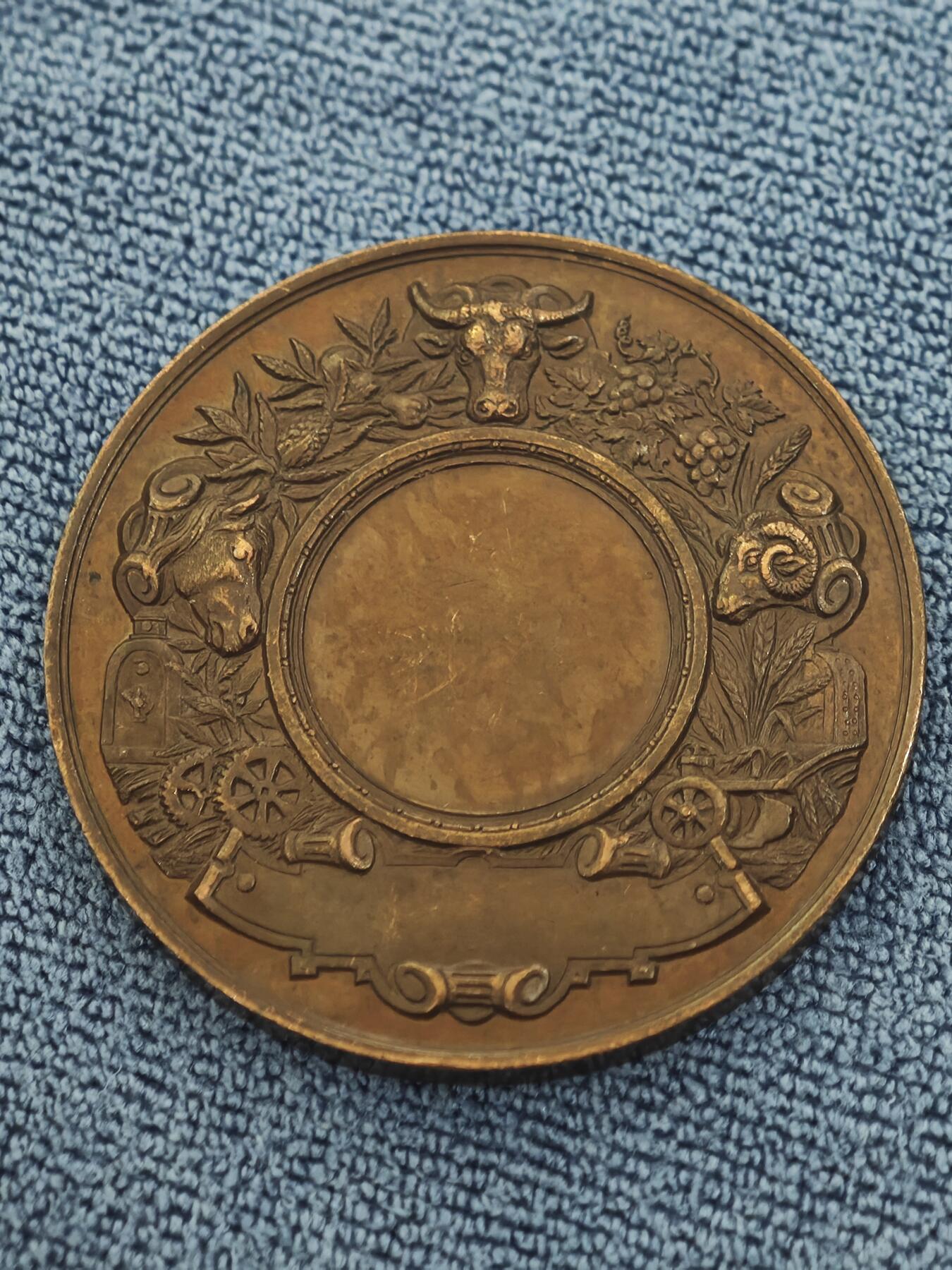 法国卢维耶农业协会大铜章 直径46㎜，重量 45.3克