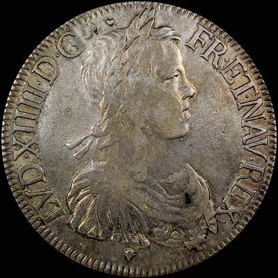 【雨安】【直播拍卖】【世界币章121期-裸币】2025-12-26 周五 19:30 保真 - [裸币法国] France 法国 1埃居 KM#0155 DAV-3799 (1646-1653) 路易十四 儿童版2nd 1647年 原味淡美包浆 非常难得无减重痕 带欧洲老藏家标签