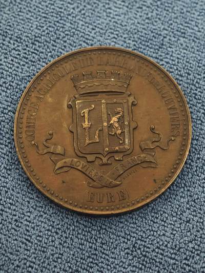 法国卢维耶农业协会大铜章 直径46㎜，重量 45.3克 - 法国卢维耶农业协会大铜章 直径46㎜，重量 45.3克