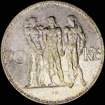 【雨安】【直播拍卖】【世界币章121期-裸币】2025-12-26 周五 19:30 保真 - [裸币各国] Czechoslovakia 捷克斯洛伐克 20克朗 1933年