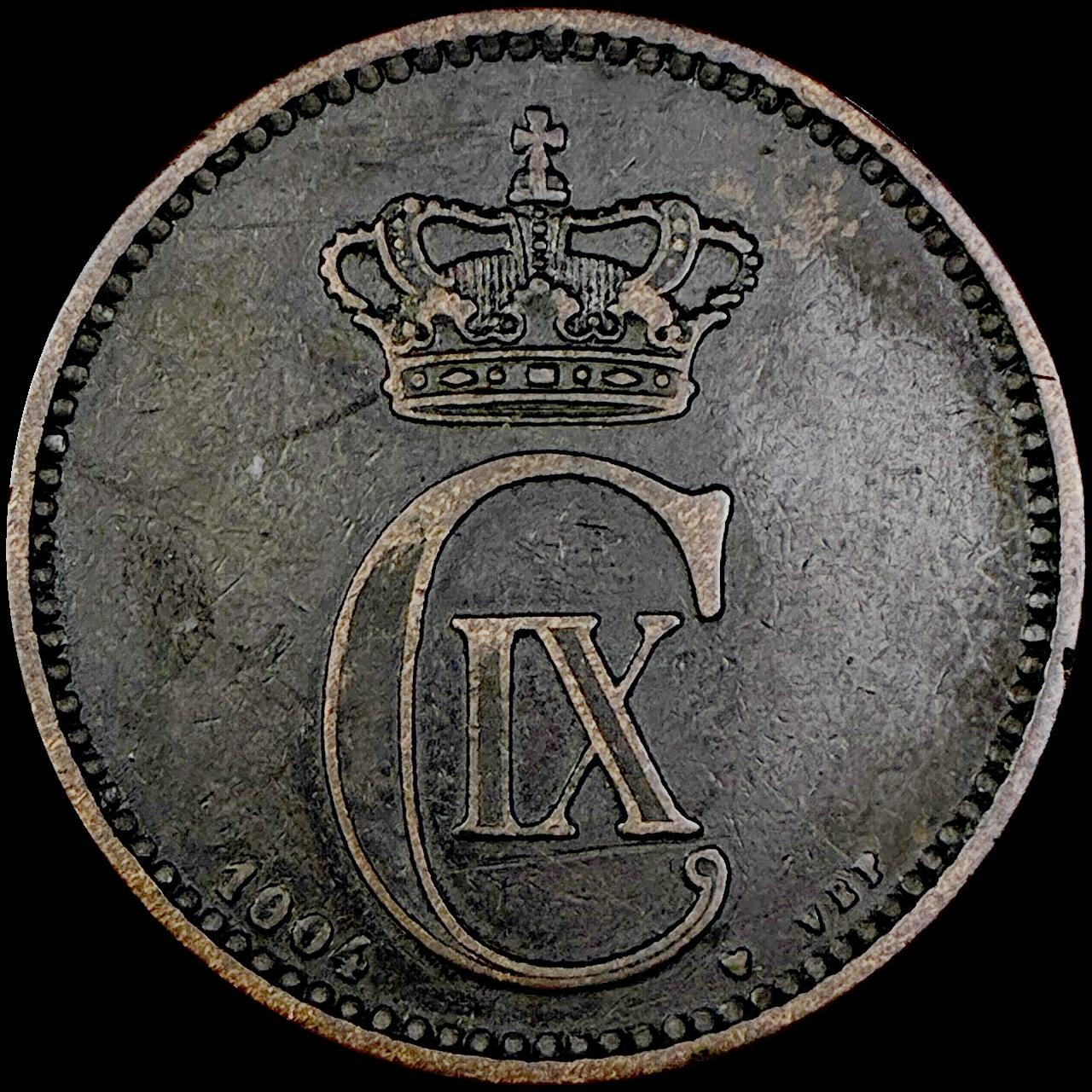 【雨安】【直播拍卖】【世界币章121期-裸币】2025-12-26 周五 19:30 保真 [裸币各国] Sweden 丹麦 5欧尔 1904年