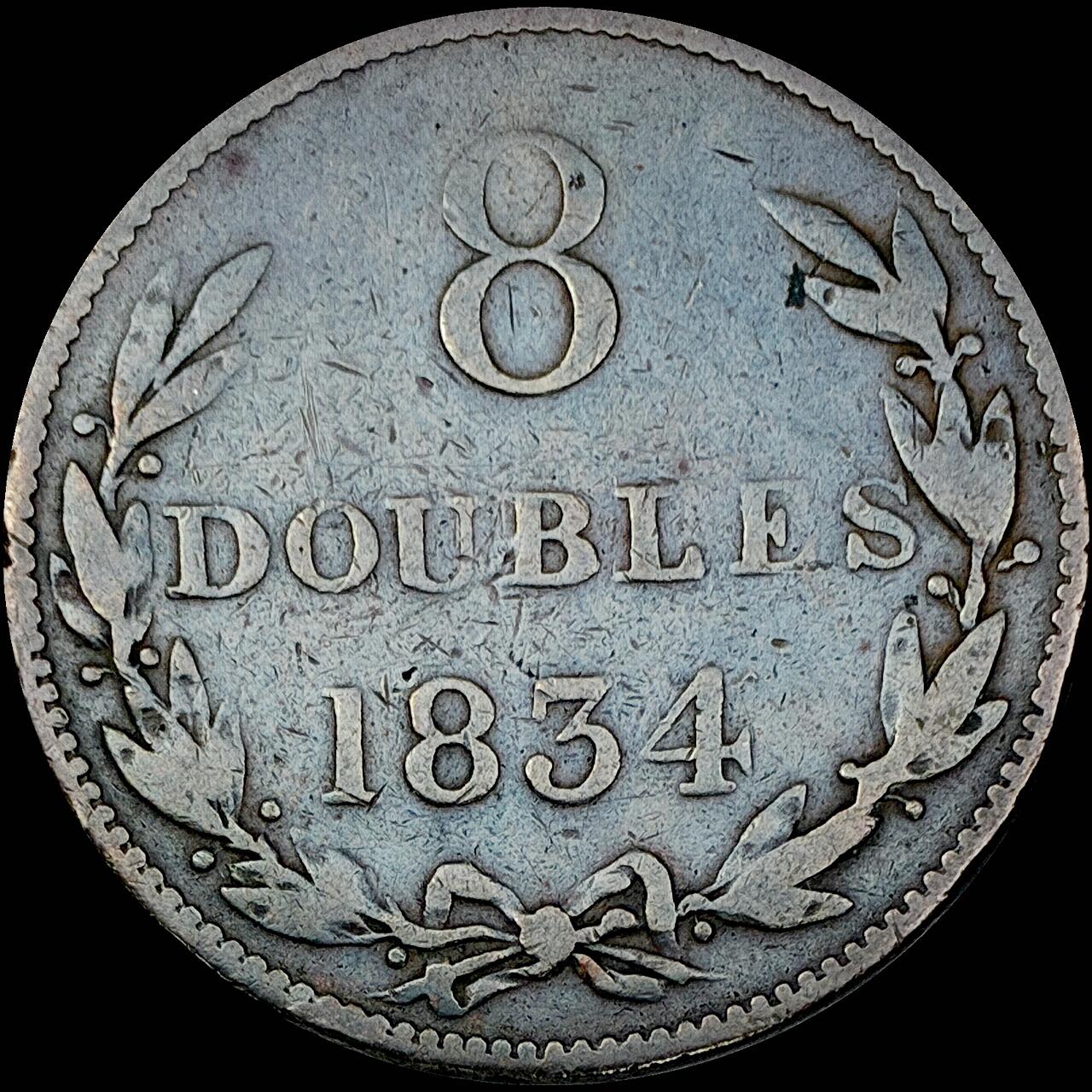 【雨安】【直播拍卖】【世界币章121期-裸币】2025-12-26 周五 19:30 保真 [裸币各国] Guernsey 根西 4道布 1834年