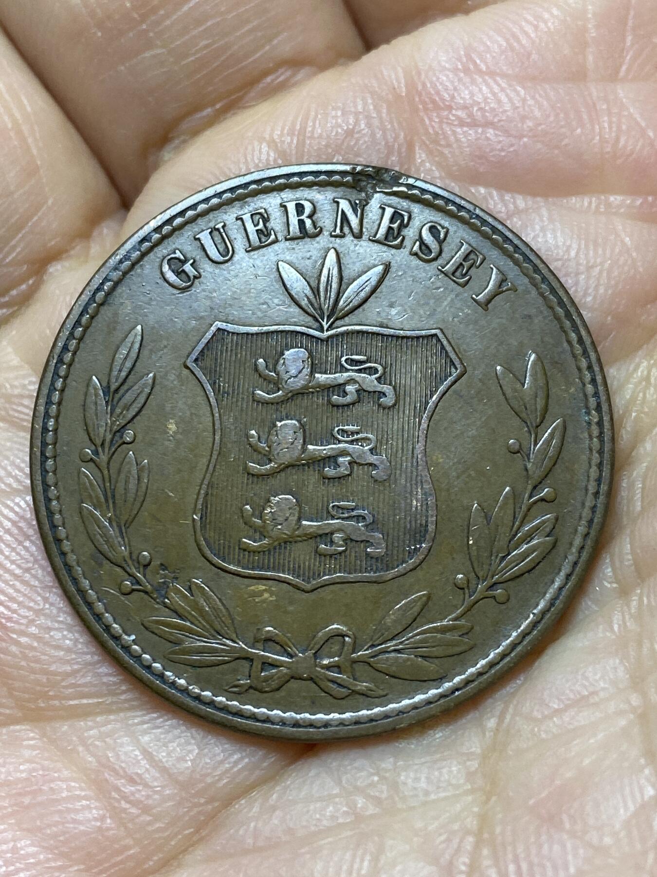 2025年第一百四十四场(总第一百七十场）品种丰富英国一线回流散币年末特拍场第一场(免佣金) 流通–好品英属根西岛🇬🇬1864年8道布(第二版8道布，维多利亚女王时期，首发年)