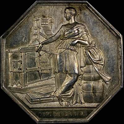 【雨安】【直播拍卖】【世界币章121期-裸币】2025-12-26 周五 19:30 保真 - [章] France 章 法国 八角 1848年 纺织业协会 八角银章 18.9克