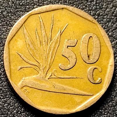 泉币菌-第153场-平安夜专场 - 仙鹤草 南非 50分镀黄铜硬币 植物22毫米 5克 纪念币铜钱