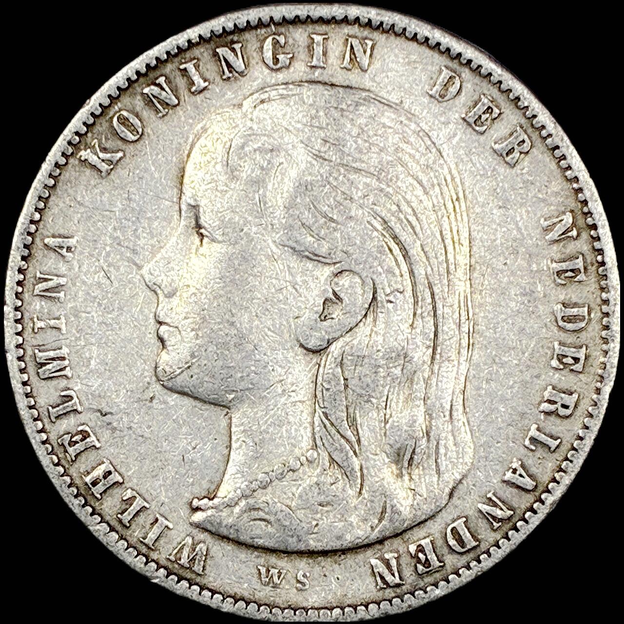 【雨安】【直播拍卖】【世界币章121期-裸币】2025-12-26 周五 19:30 保真 [裸币各国] Netherlands 荷兰 王国 1盾 1897年 威廉明娜