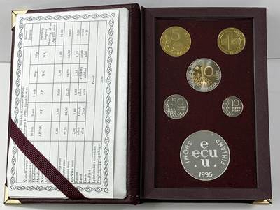 【雨安】【直播拍卖】【世界币章121期-裸币】2025-12-26 周五 19:30 保真 - [现代套币] Finland 芬兰 套币 精制套币 1995年 含银章31克,925银