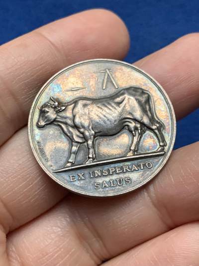 《竞宝斋》第451场 周日，周一，周二  3场连拍 （全场包邮，欢迎送拍） - 法国巴黎疫苗接种银质代币，16g，32.4mm，丰饶角边铭