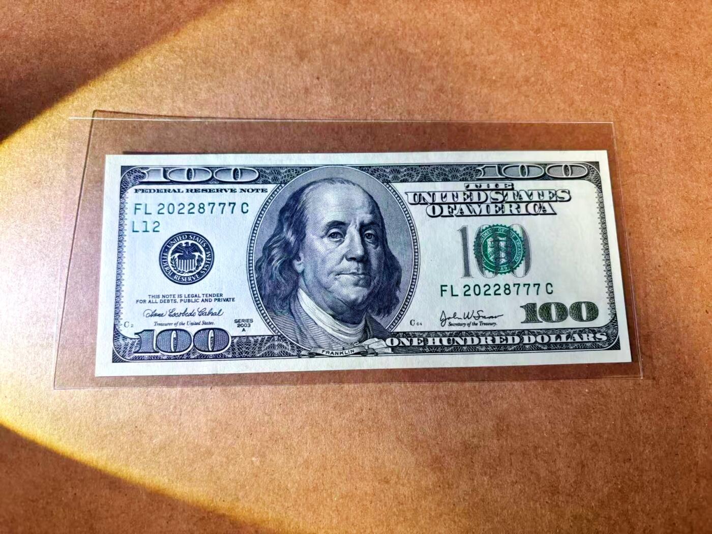 【Blue Auction】世界纸币精拍第767期——18级TOP拍卖/信誉/品质/专业/高效💫 【777豹子号】美国 2003年100美金 UNC-