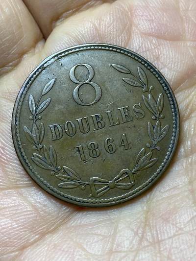 2025年第一百四十四场(总第一百七十场）品种丰富英国一线回流散币年末特拍场第一场(免佣金) - 流通–好品英属根西岛🇬🇬1864年8道布(第二版8道布，维多利亚女王时期，首发年)