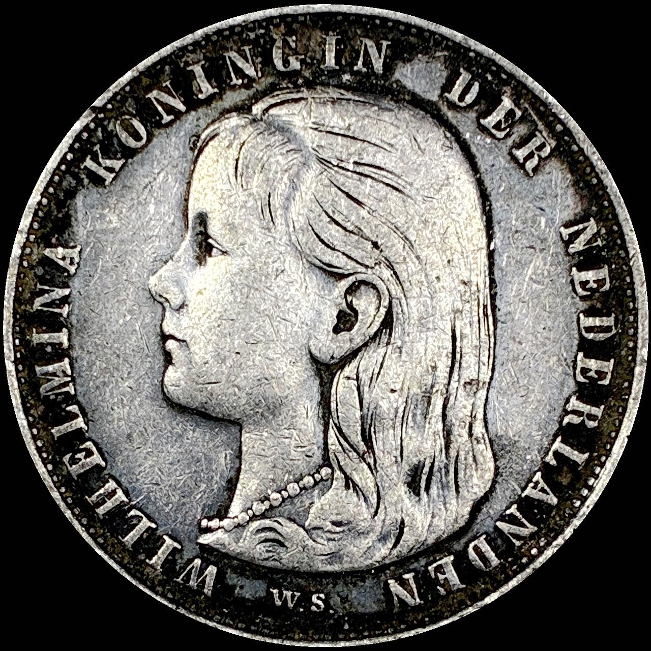 【雨安】【直播拍卖】【世界币章121期-裸币】2025-12-26 周五 19:30 保真 [裸币各国] Netherlands 荷兰 王国 1盾 1892年 威廉明娜