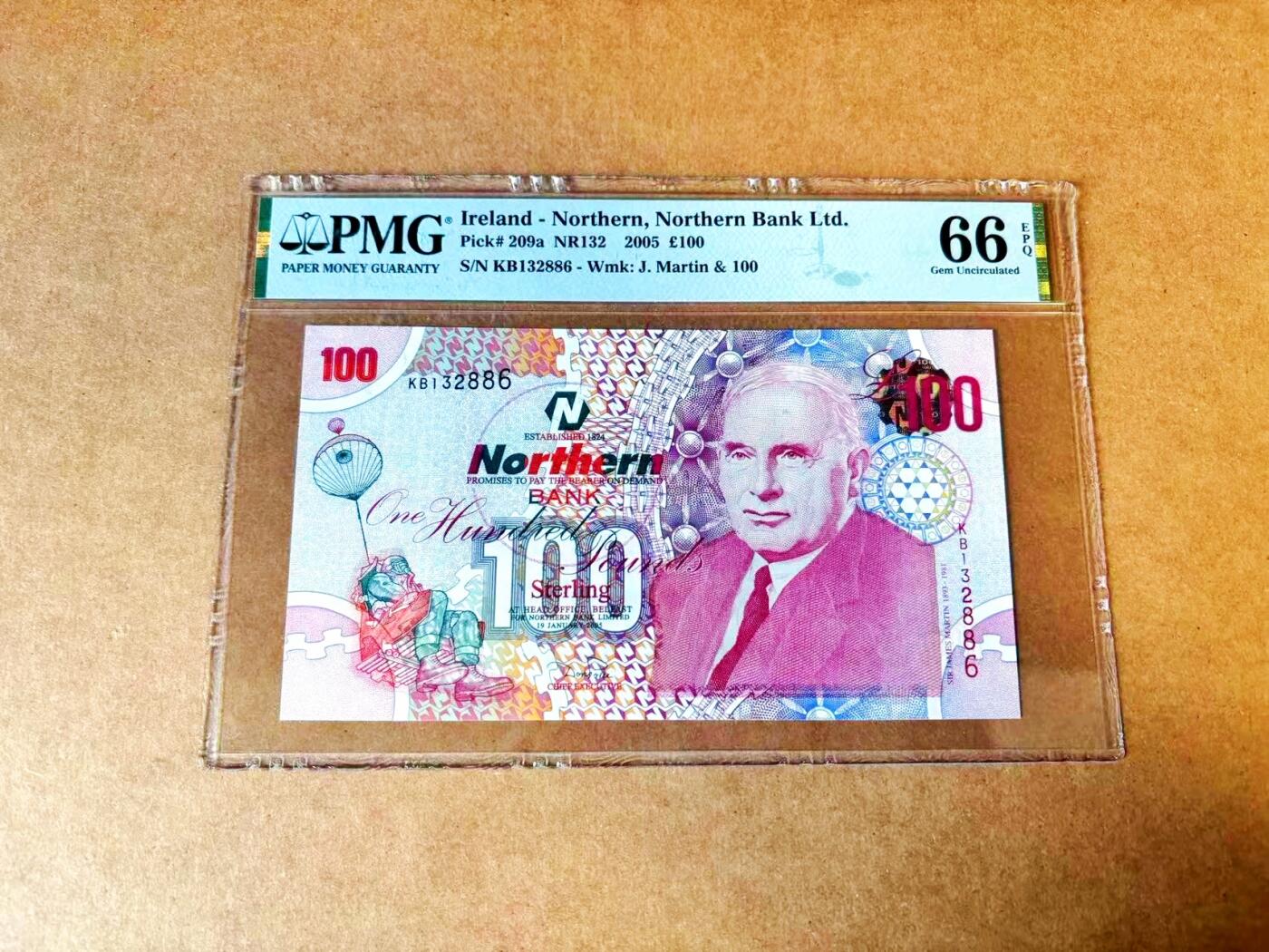 【Blue Auction】世界纸币精拍第767期——18级TOP拍卖/信誉/品质/专业/高效💫 【无47】北爱尔兰 2005年100镑 PMG66EPQ 