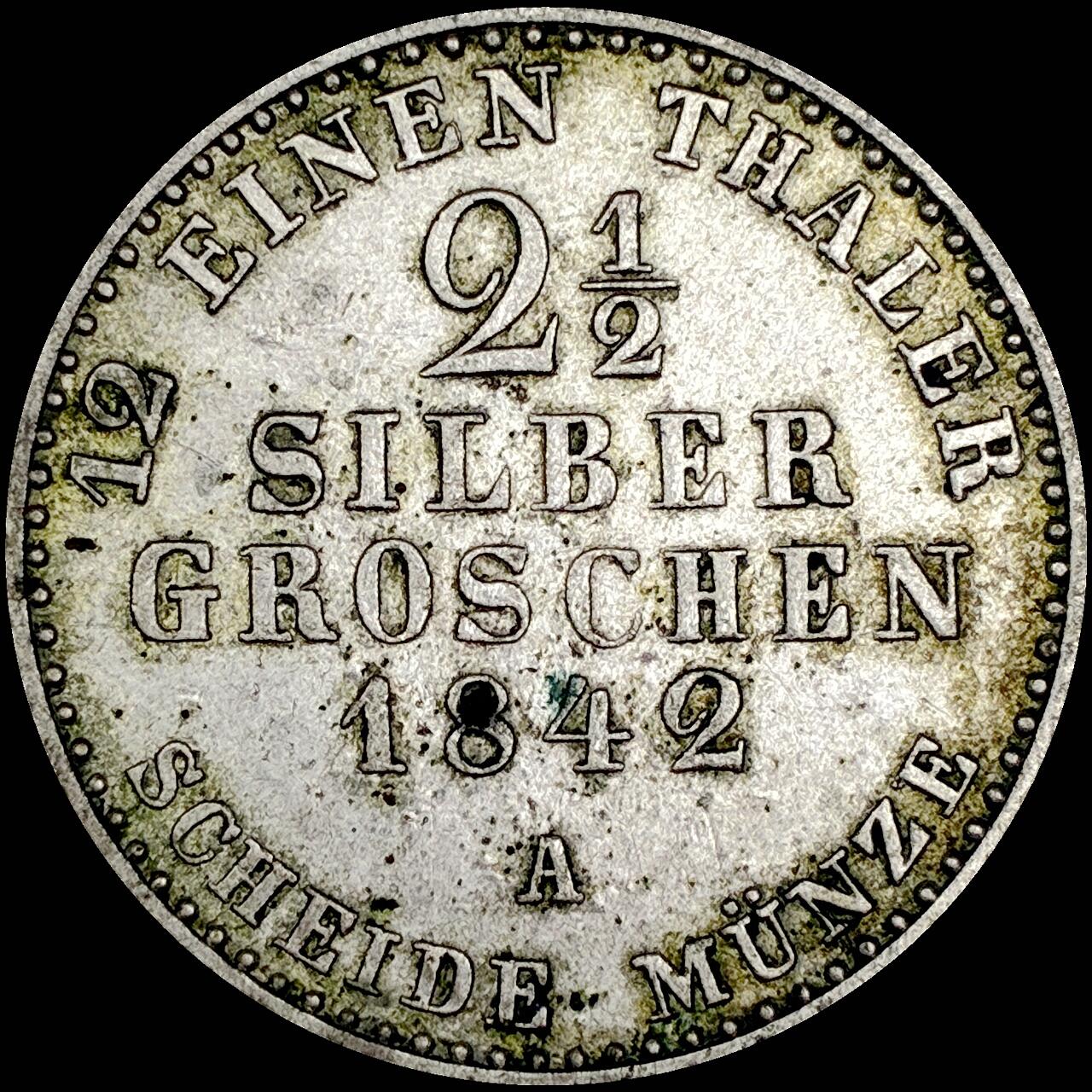 【雨安】【直播拍卖】【世界币章121期-裸币】2025-12-26 周五 19:30 保真 [裸币德国] Germany 德国 德意志 普鲁士 2.5格罗申 1842年