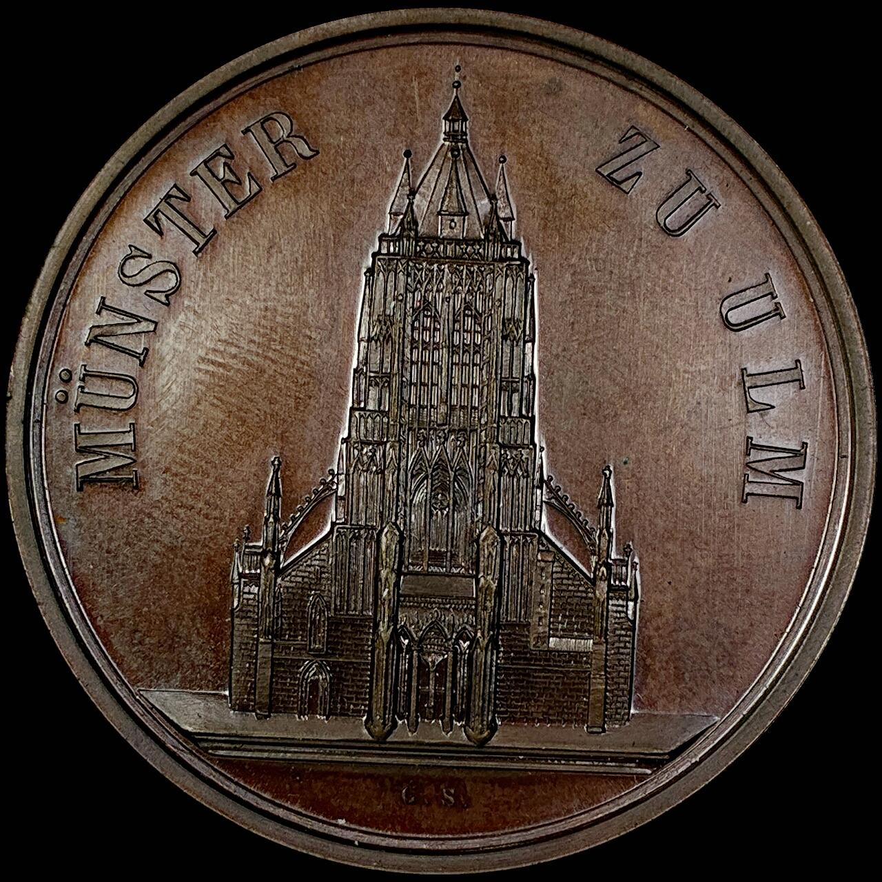 【雨安】【直播拍卖】【世界币章121期-裸币】2025-12-26 周五 19:30 保真 [章] Germany 章 德国 19世纪 乌尔姆大教堂 铜章 20.9克, 37mm