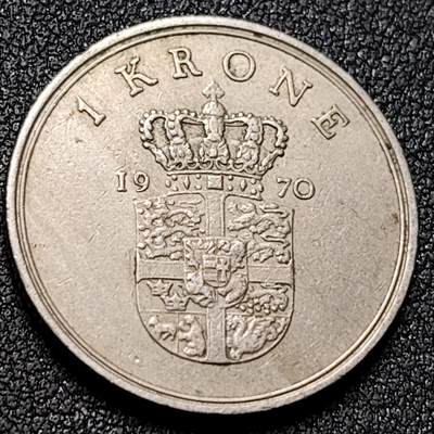 泉币菌-第153场-平安夜专场 - 1970年 丹麦1克朗 佛雷德里克九世头像25.5mm 
